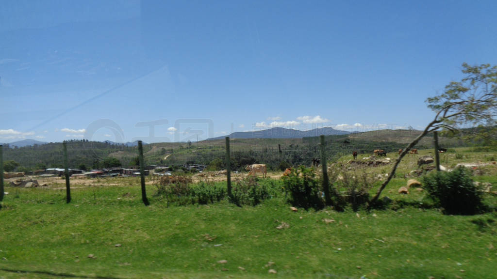 view to huts outside the city