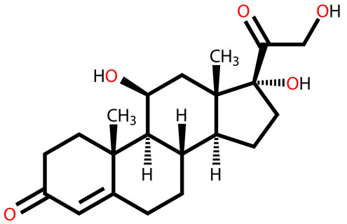 类固醇激素皮质醇 (氢化可的松) 结构式