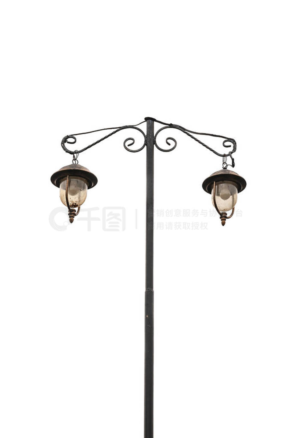 Street lamp. Lamppost with lanterns isolated on a white backgrou