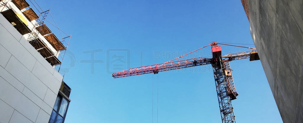 View of a construction site on a sunny day. The construction of