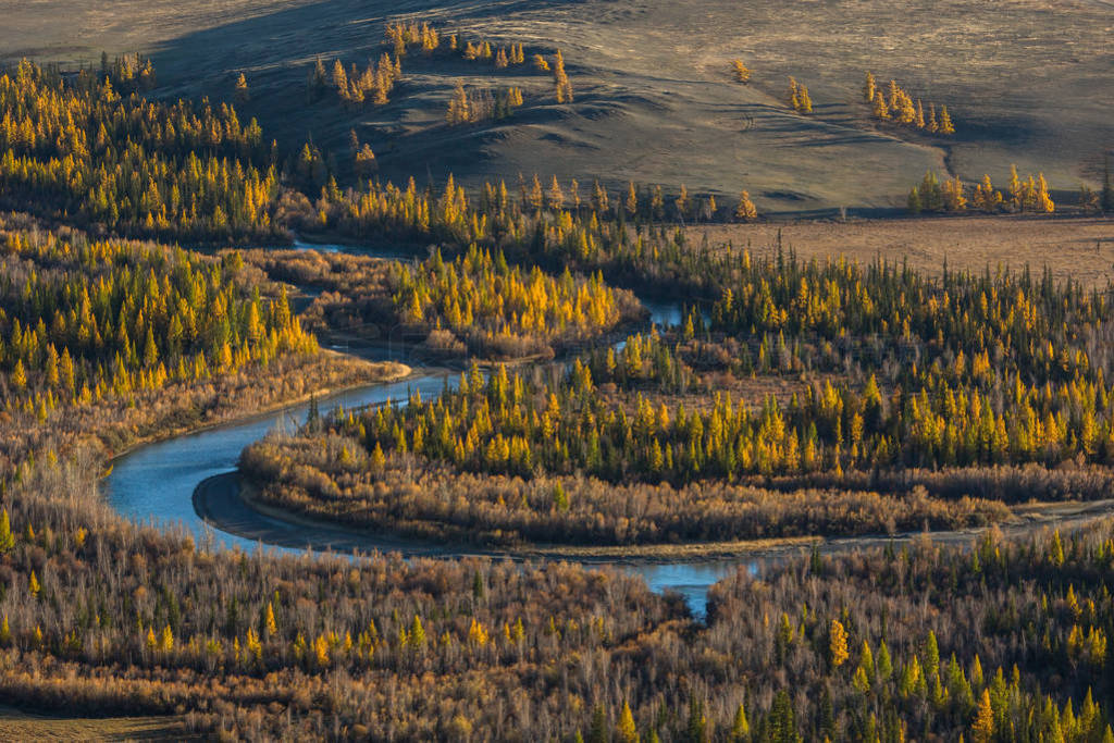s-eye view of Chuya river, the right tributary of Katun, Altai R