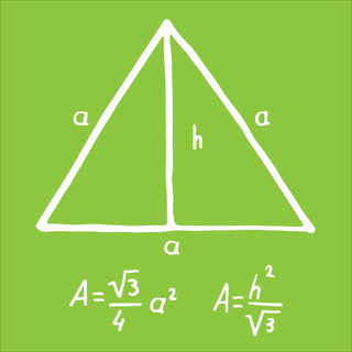手绘等边三角形面积 教育图标草图 装饰元素 矢量插图