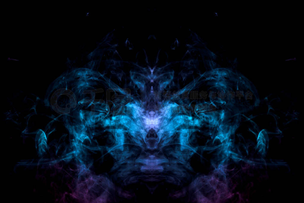 A mystical image of a creature or ghost from thin lines of blue