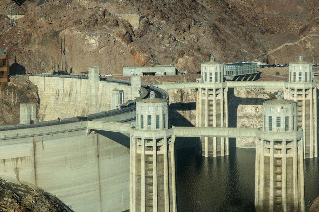 View of Famous landmark the Hoover Dam at Lake Mead, Nevada and