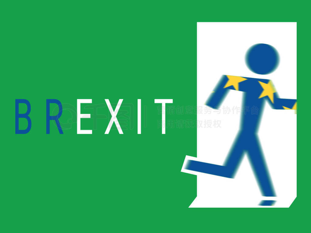 Brexit sign like emergency exit. Withdrawal United Kingdom from