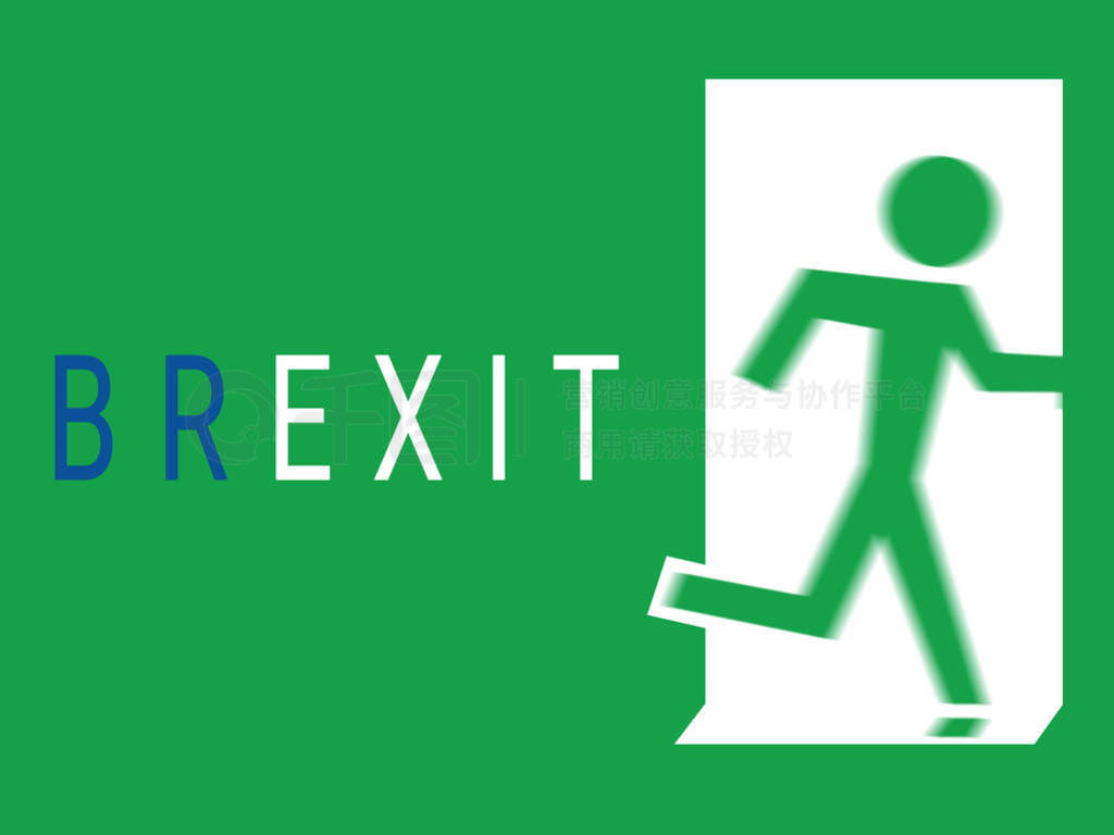 Brexit sign like emergency exit. Withdrawal United Kingdom from