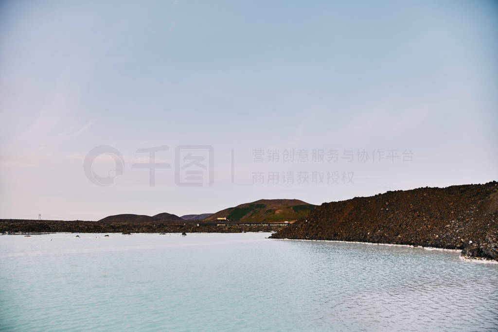 Beautiful geothermal spa pool in Blue Lagoon in Reykjavik.