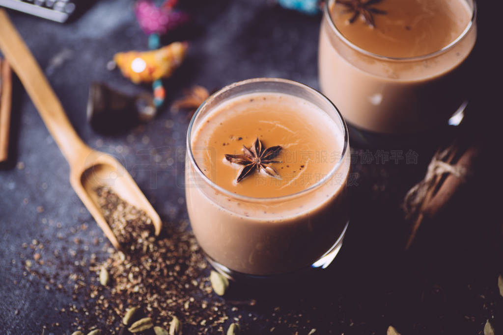 Masala tea ( Masala chai). A traditional hot drink in India and