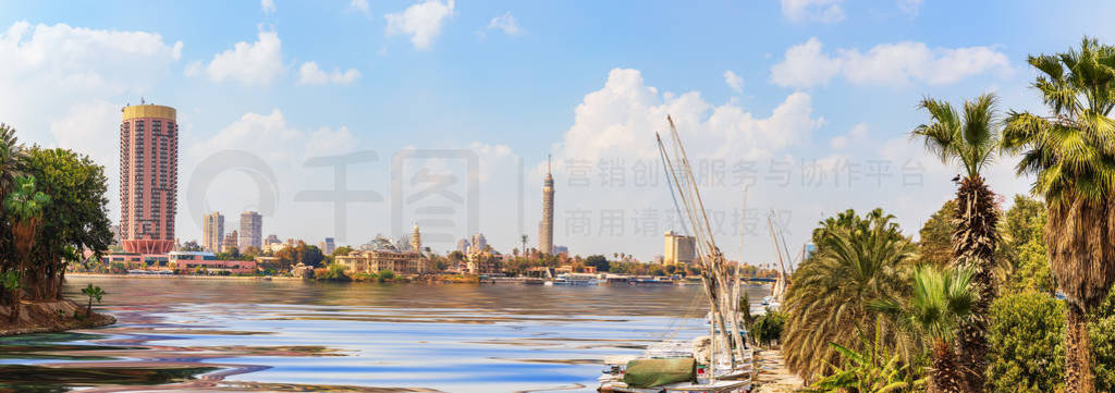 View on Cairo downtown with the Tower and fashionable hotels in