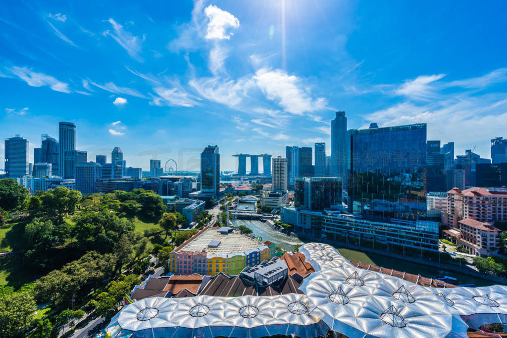 Beautiful architecture building exterior cityscape in Singapore