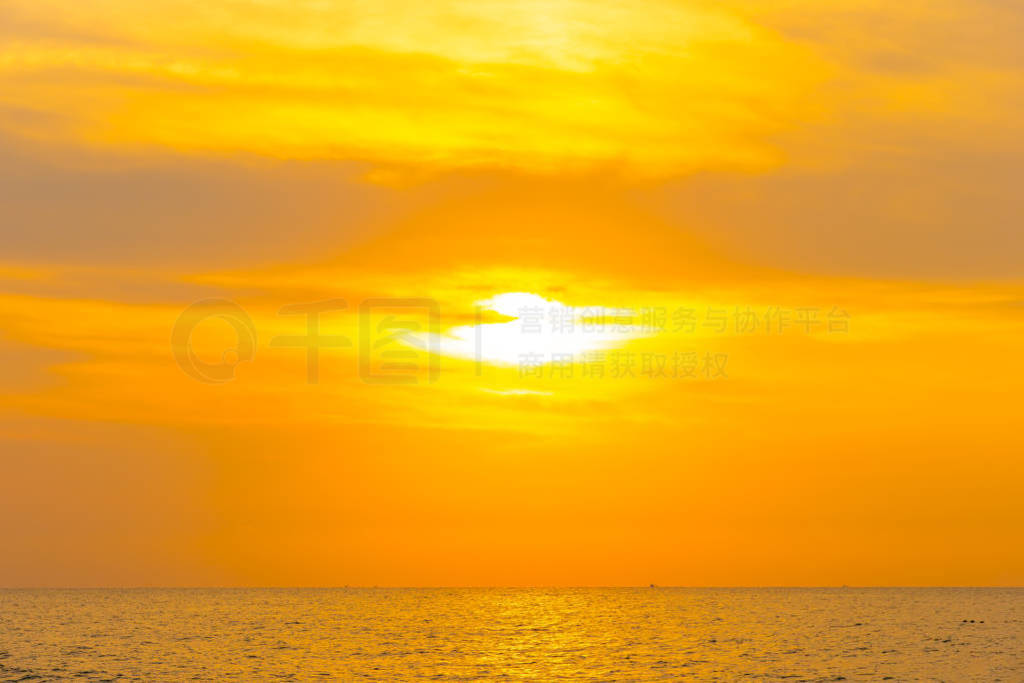 Beautiful outdoor landscape of sea and tropical beach at sunset