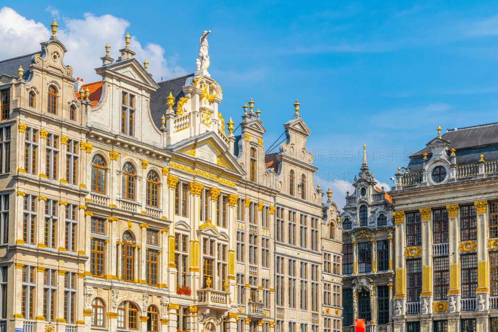 Colorful facades of houses situated on Grote Markt in Brussels,
