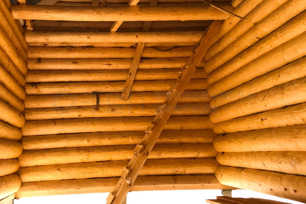 inner part of the structure of the wooden house, details of the