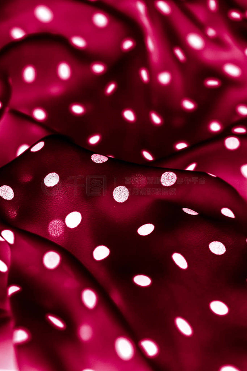 Classic polka dot textile background texture, white dots on red