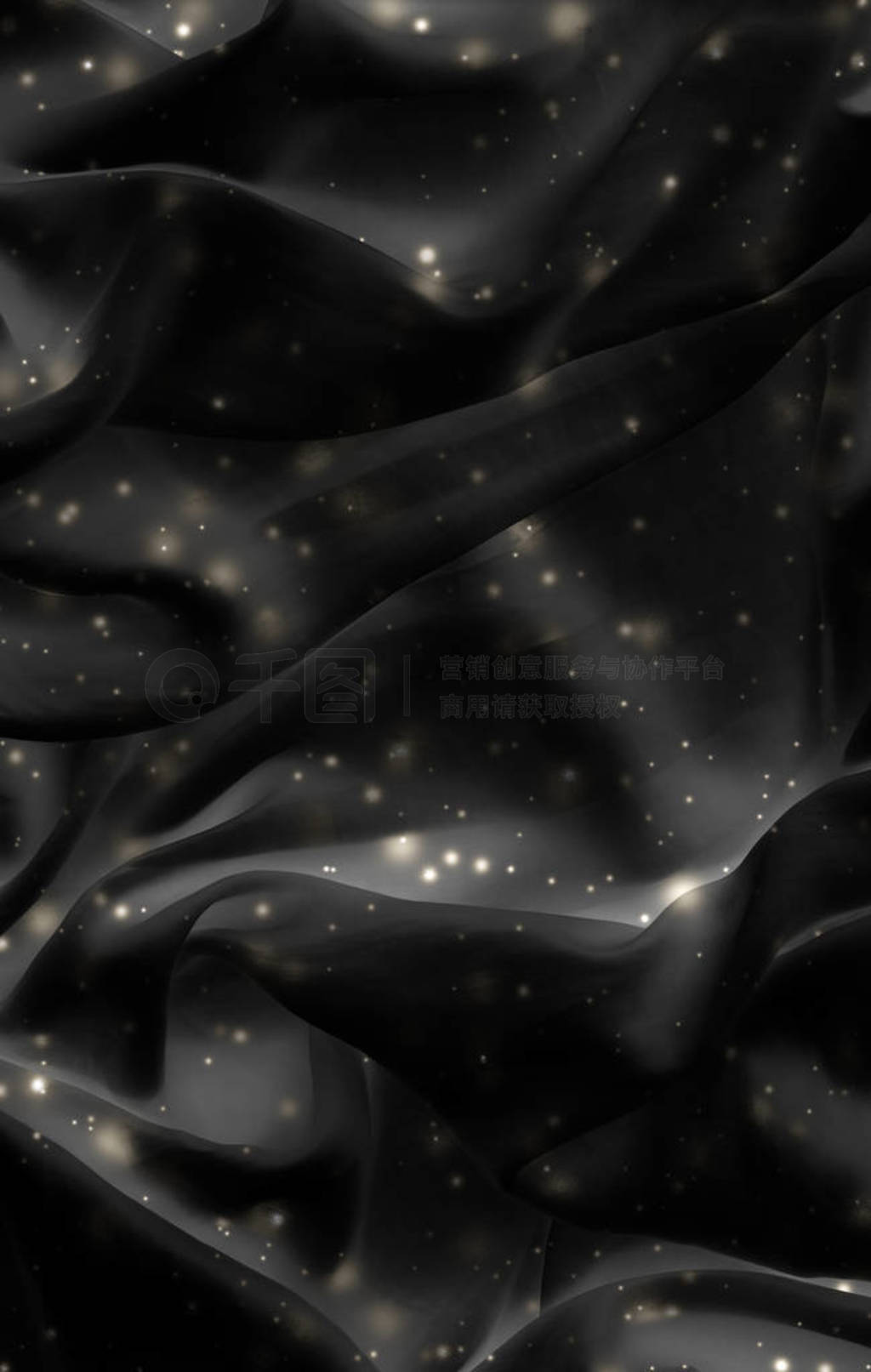 Magic holiday black silk flatlay background texture with golden