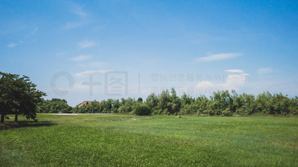 Empty field on island of Torcello, Venice, Italy