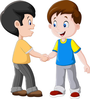 【两个卡通男孩握手】图片免费下载