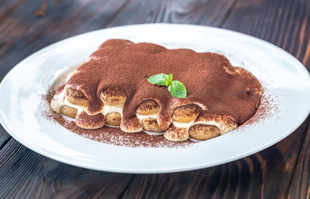 Portion of tiramisu