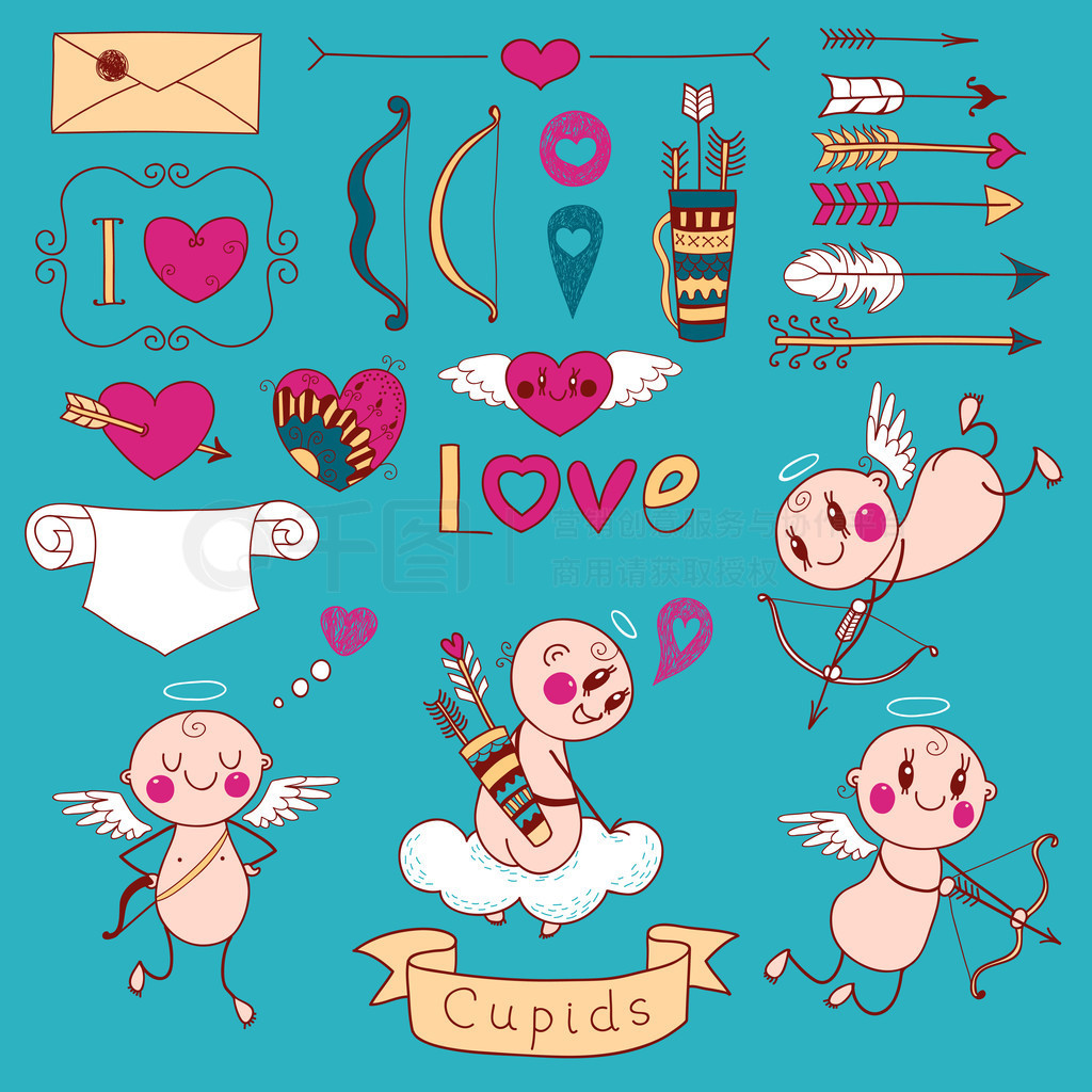 Cupids, flches, coeurs et autres lments de conception