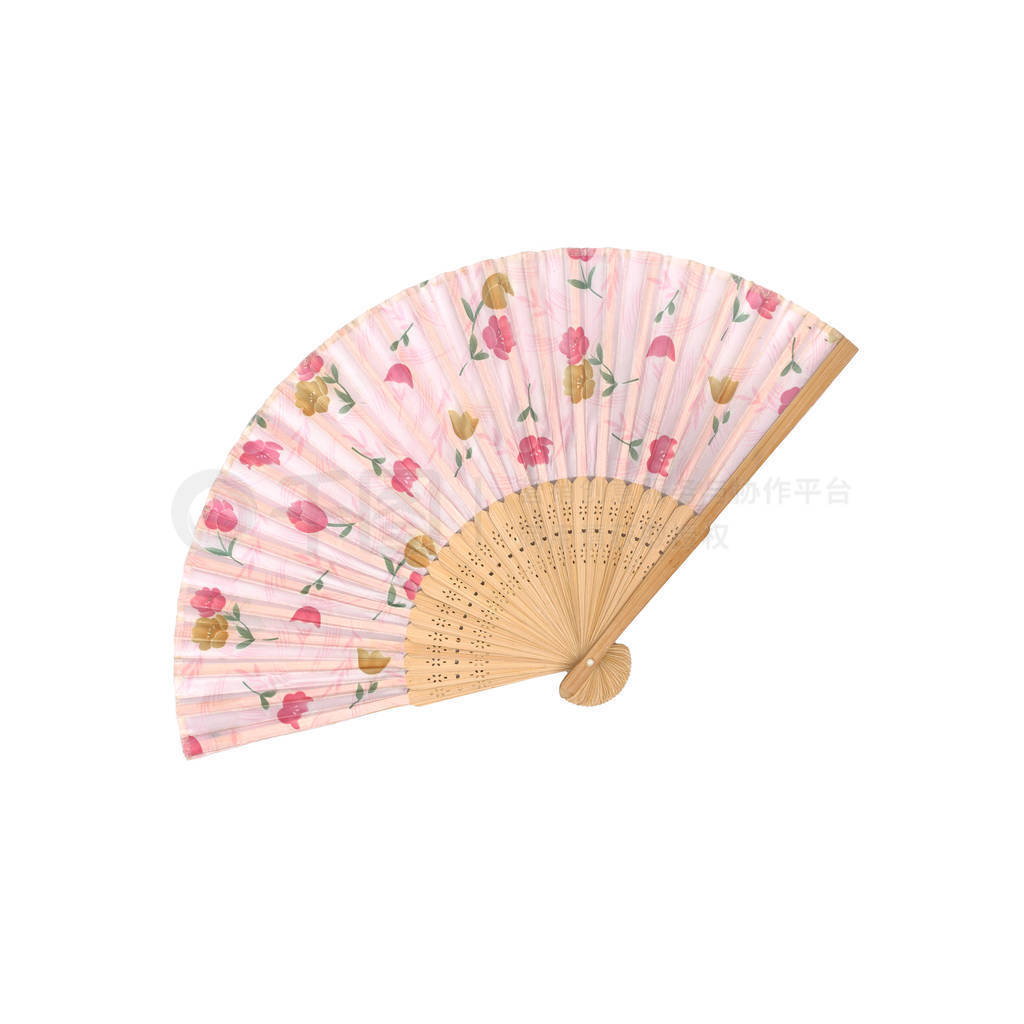 Antique Fan Japanese Folding on white background
