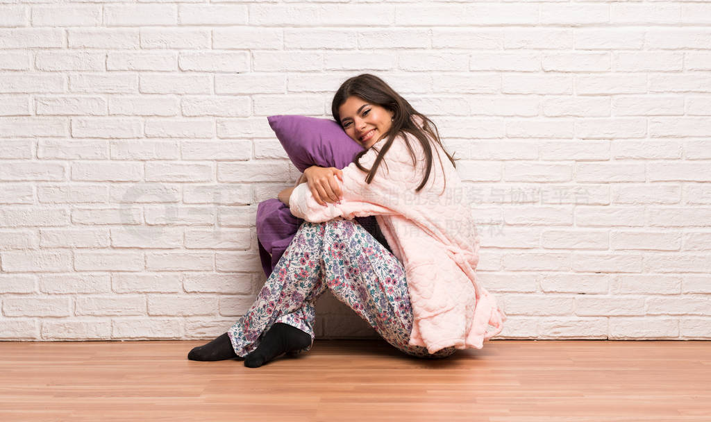 Teenager girl in pajamas