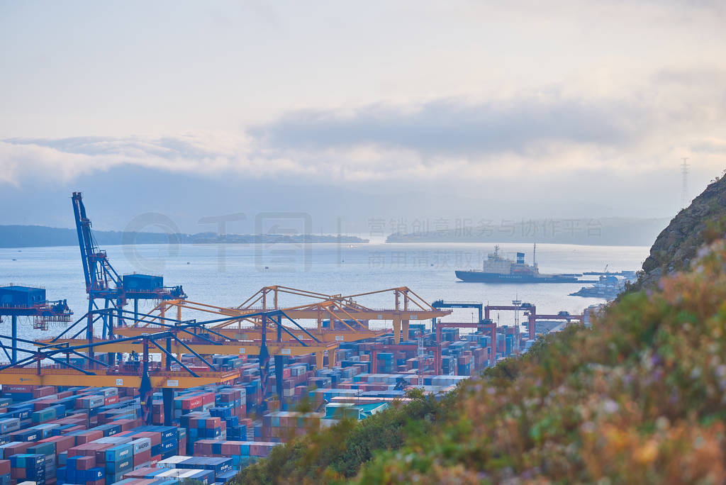 View of the seaport in Vladivostok sity