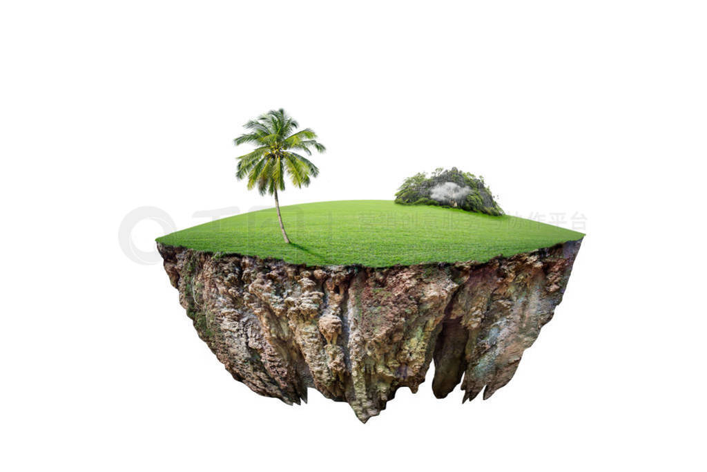 round soil ground cross section with earth land and green grass