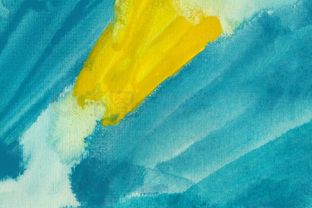 Turquoise and yellow watercolor texture background. Hand drawn L