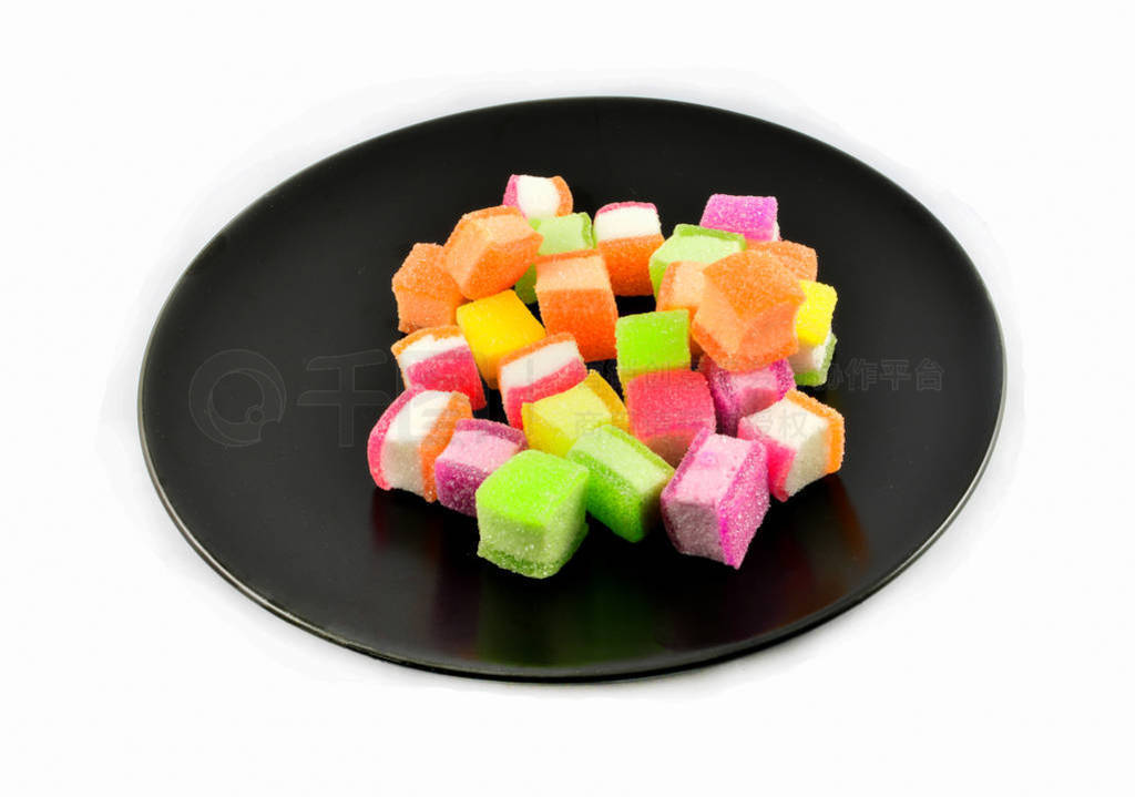 Colorful Jelly fruit snack / Close up candy jelly sweet dessert