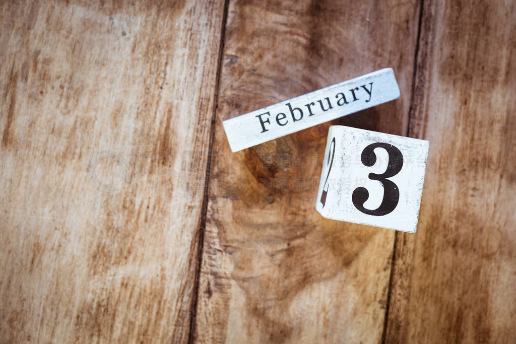February 3rd. Day 3 of February month, white calendar blocks on
