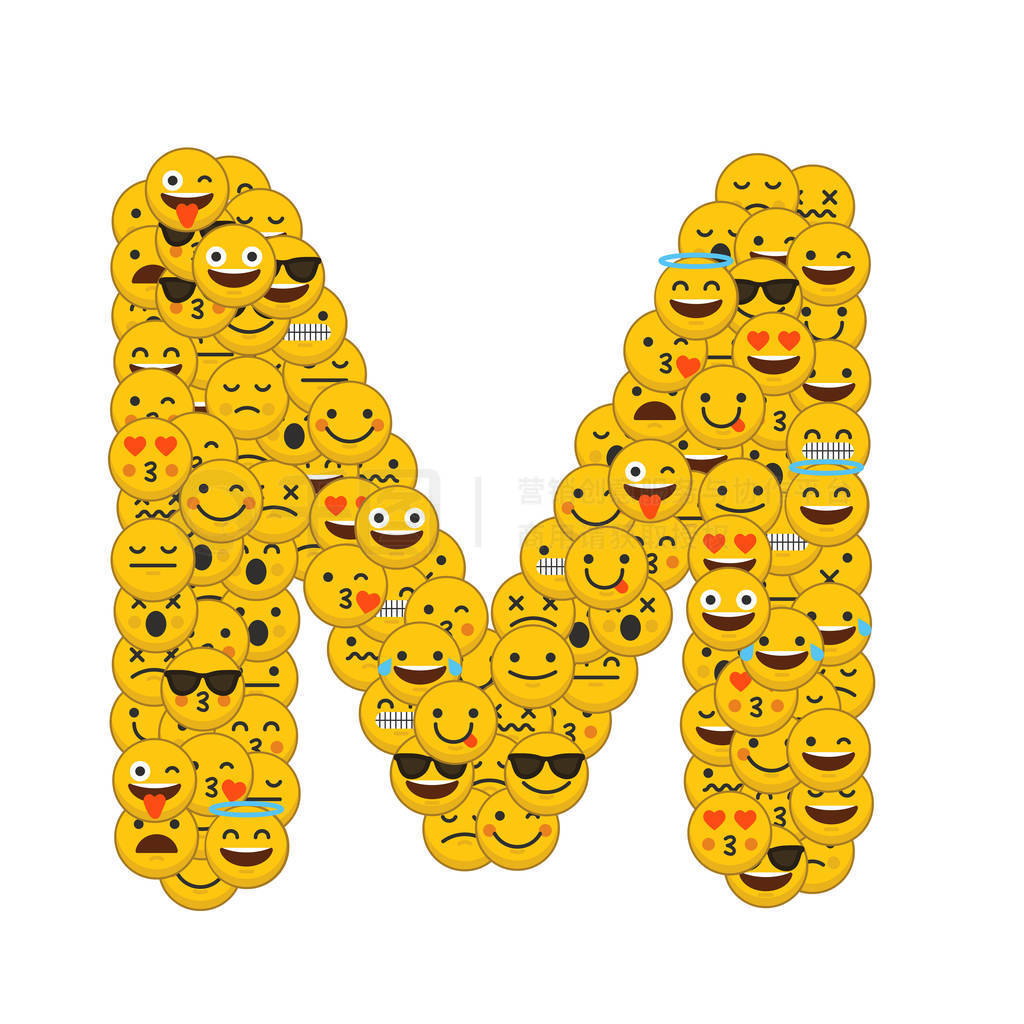 Emoji smiley characters capital letter M