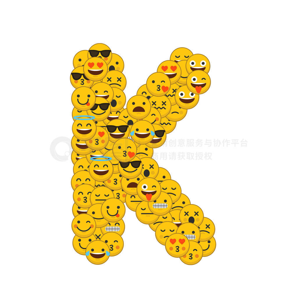 Emoji smiley characters capital letter K
