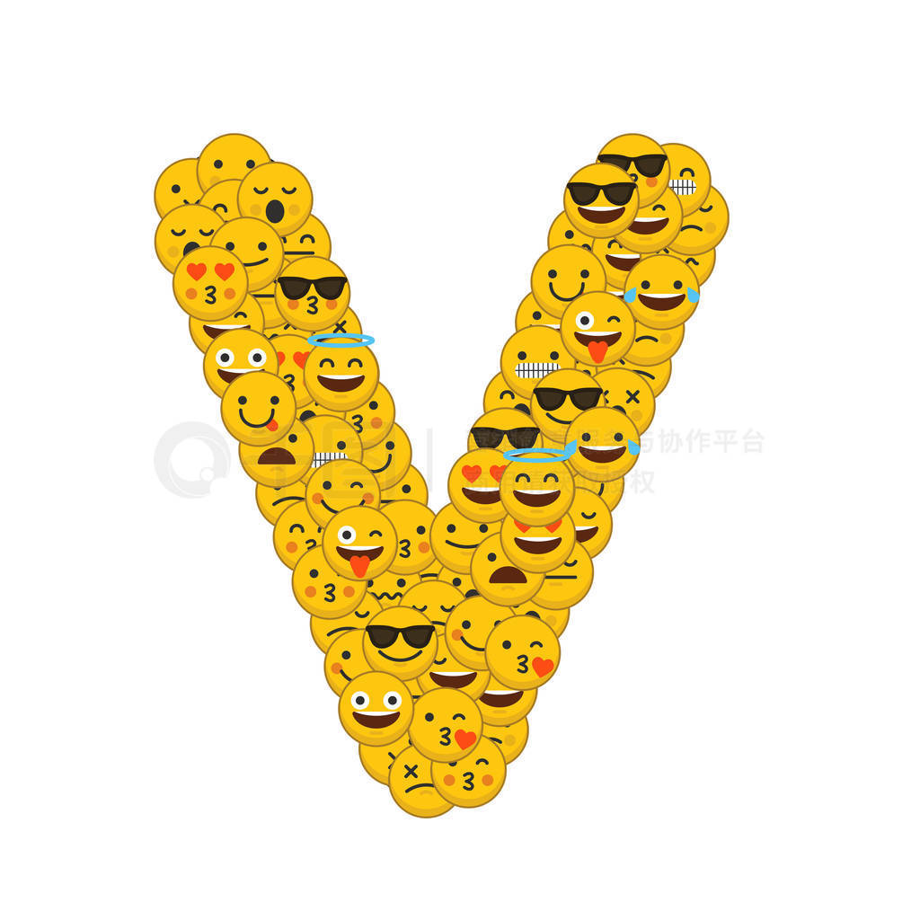Emoji smiley characters capital letter V