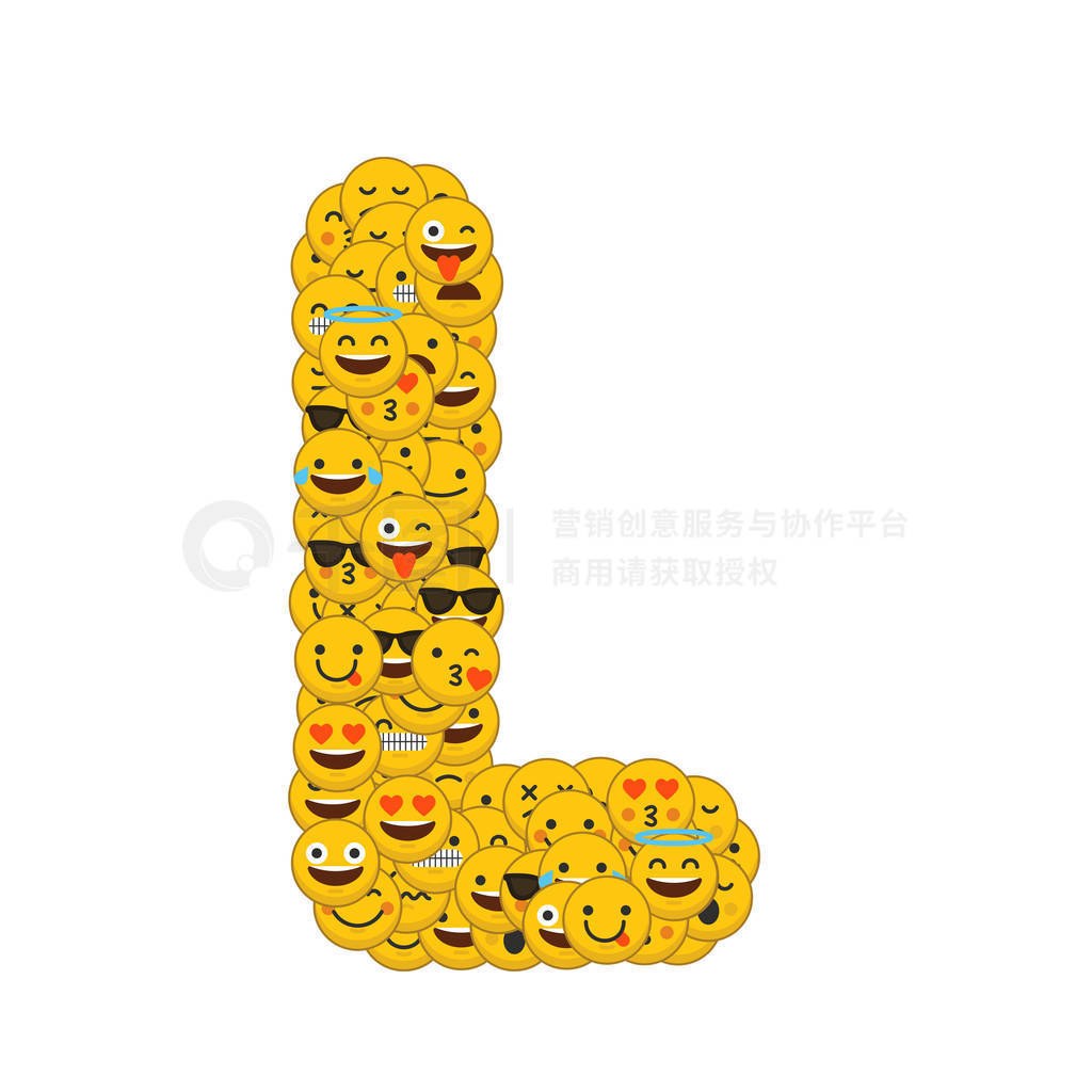 Emoji smiley characters capital letter L