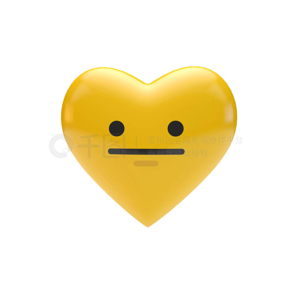 Emoji emoticon character heart shape. 3D Rendering