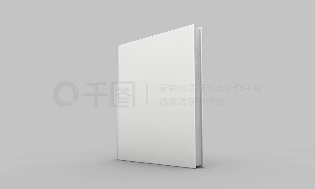 Hardback book cover mockup. White book on a grey background. 3D