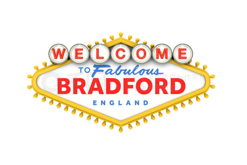 Welcome to Bradford sign in classic las vegas style design . 3D