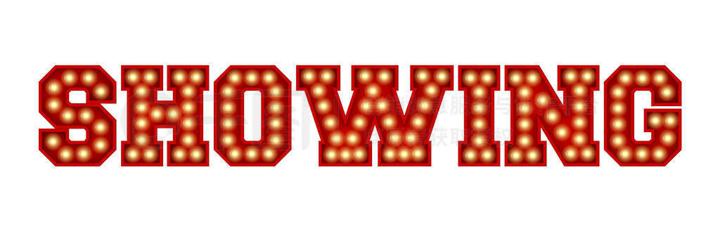 Showing word made from red vintage lightbulb lettering isolated