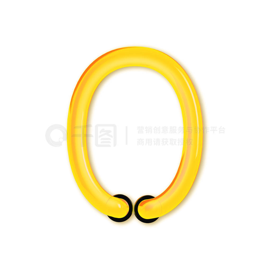 Neon tube style light letter O. Glowing neon Capital letter. 3D