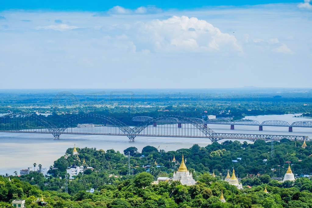 Irrawaddy Bridge or Ayeyarwady, Yadanabon Bridges with Mandalay