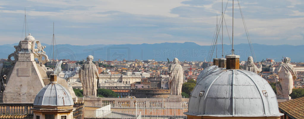 View of the roof of the main cathedral in the Vatican, domes of
