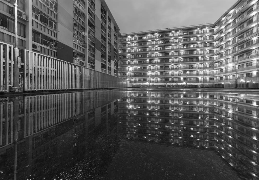 High rise residential building and playground in public estate i