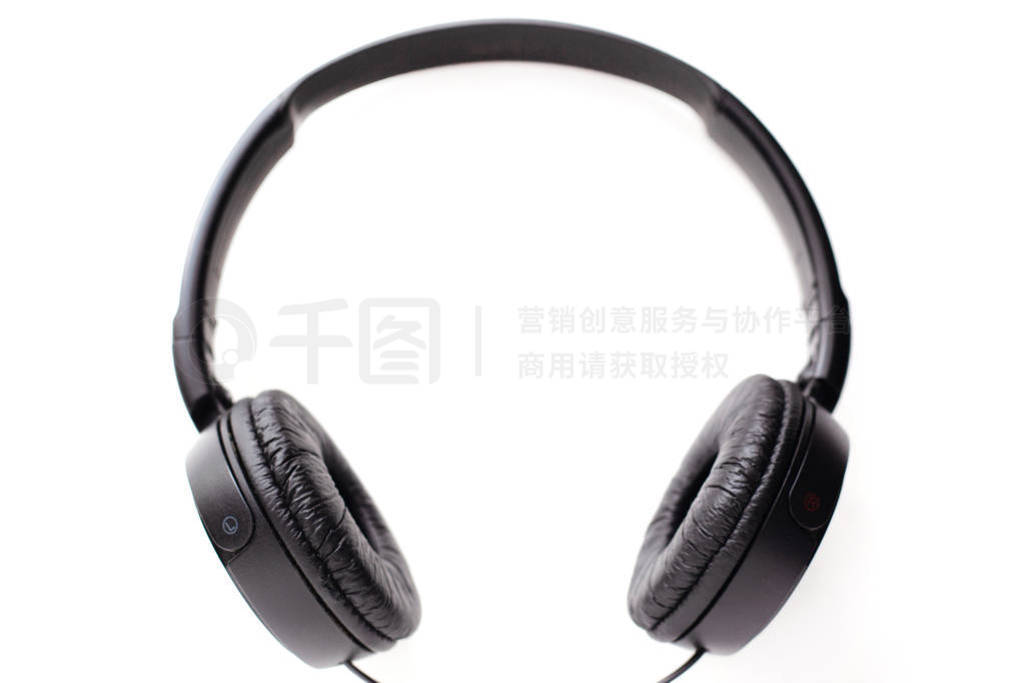 black headphones on a white background, left and right headphone