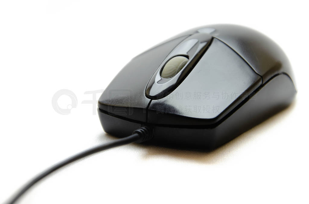 Wired black office mouse for the computer. Mouse to control. Com