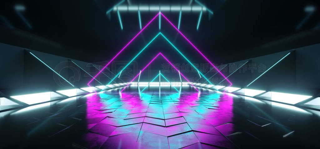 Neon Glowing Triangle Shaped Sci Fi Futuristic Club Dance Retro