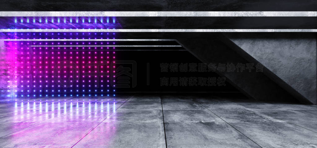 Futuristic Background Grunge Concrete Bright Underground Garage