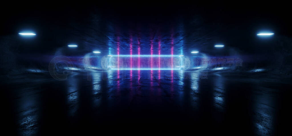 Sci Fi Futuristic Beam Flare Alien Spaceship Space Neon Glowing