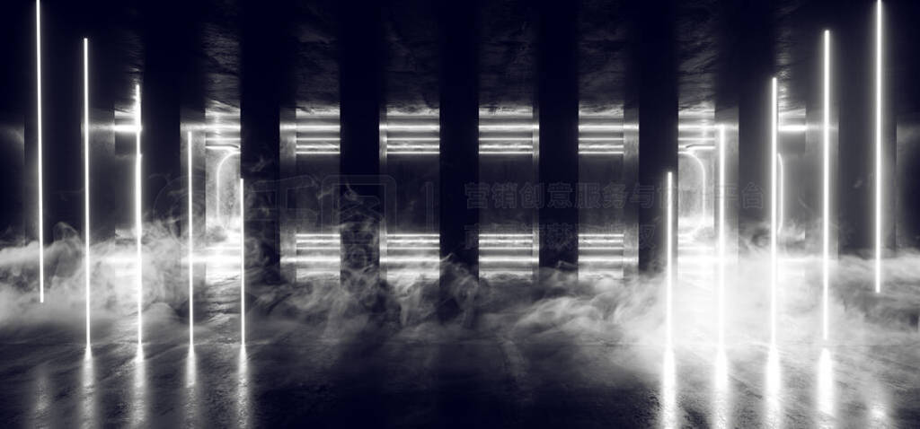 Smoke Fog Mist Concrete Sci Fi Underground Garage Column Cement