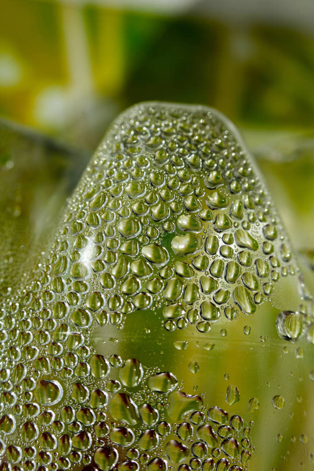 Water drops macro from a plastic bottle fifty megapixels