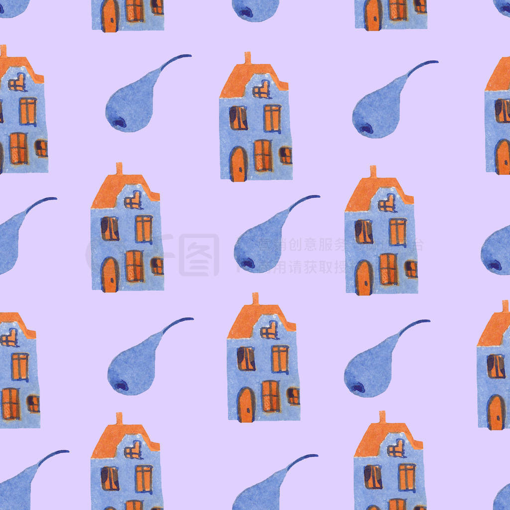 Scandinavian seamless pattern. Nordic winter style. Hygge house